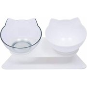 Elevated Cat Bowl Double Feeders,Pet Feeding Bowl, Raised Elevated Adjustable Height 25 Degree Tilt, Raised The Bottom for Cats and Small Dogs (Single/Double Bowls)
