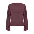 thumbnail image 4 of ManxiVoo Sophisticated Long Sleeve Blouse with Delicate Lace Detail Versatile Casual to Business Tops for Women 2025 Essential Wear L Size Wine, 4 of 7