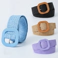 thumbnail image 2 of Women Straw Belt Smooth Buckle Adjustable Wide Band Solid Color Anti-break Washable Elastic Shirt Dress Slim Wiast Strap, 2 of 7
