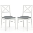 thumbnail image 1 of Gymax Dining Chairs Set of 2 Upholstered Kitchen Side Chairs w/ Rubber Wood Frame White & Grey, 1 of 9