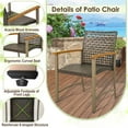 thumbnail image 7 of Costway Set of 4 Patio Dining Chairs Outdoor Wicker Armchairs with Acacia Wood Armrests, 7 of 7