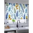 thumbnail image 5 of Sheer Curtains 54 Inch Length 2 Panels Set for Kitchen, Blue Yellow Leaves Semi Sheer Curtains for Windows, Spring Botanical Leaf Farmhouse Watercolor Voile Window Treatments Rod Pocket Curtain, 5 of 7