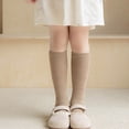 thumbnail image 4 of Toddler Girl Socks with Ruffles Ribbed Knee High Sock Solid Color Soft Cotton Breathable School Uniform Socks*1pc, 4 of 6
