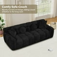thumbnail image 6 of Wiilayok 87.3" Modern Tufted Upholstered Fluffy Chenille 3 Seater Sofa with 4 Pillows，Comfy Sherpa Deep Seat Cloud Couch, Small Love Seat for Living Room Apartment, Black, 6 of 10
