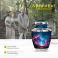 thumbnail image 3 of MUKTIVE Cross Memorial Burial Urn for Ashes Adult Men & Women, Navy Blue Cremation Urns for Ashes Mother, 10 Inch Large Landscape Decorative Urns for Human Funeral, 3 of 7