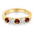 thumbnail image 3 of Gem Stone King 10K Yellow Gold Red Garnet and White Zirconia Wedding-Bands Ring for Women | 1.25 Cttw | Round 3.5MM | Gemstone January Birthstone | Size 9, 3 of 6