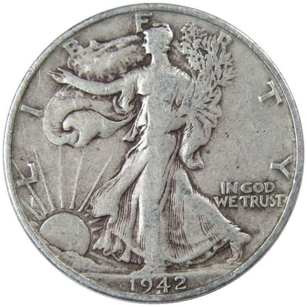 1942 S Liberty Walking Half Dollar F Fine 90% Silver 50c US Coin Collectible