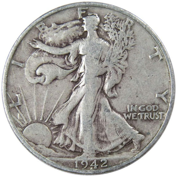 1942 S Liberty Walking Half Dollar F Fine 90% Silver 50c US Coin Collectible