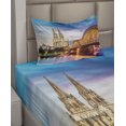 thumbnail image 2 of Ambesonne European Fitted & Top Sheet Set with Sham, Old Bridge and Rhine, Multicolor, 2 of 4