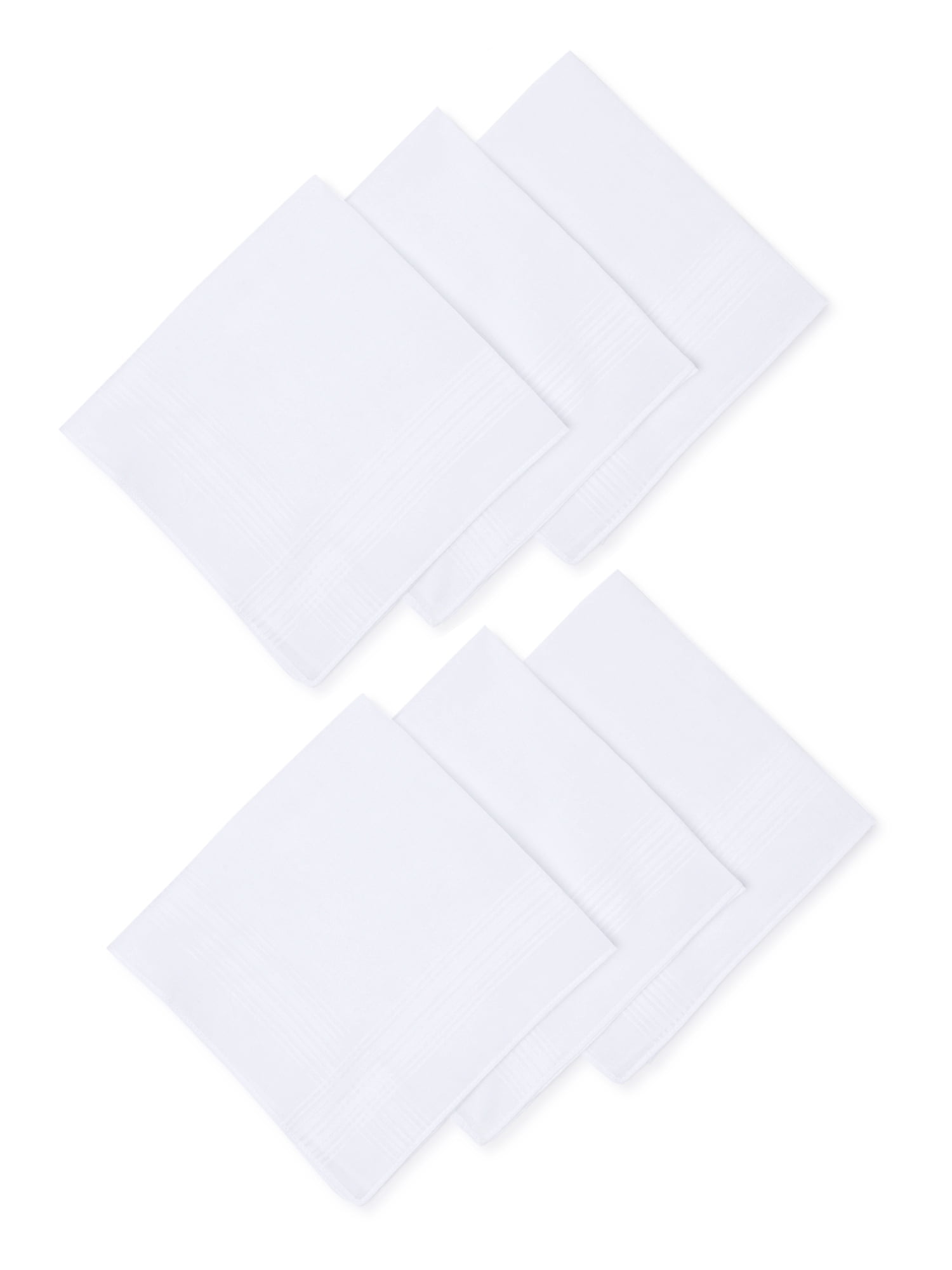6 Men's Boxed Patterned & White Cotton 16x16 Stitched Umo Lorenzo Handkerchiefs 