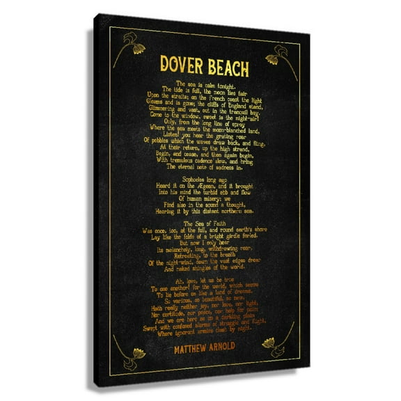 Dover Beach Poem Wall Decor Matthew Arnold Quote Wall Art Poetry Poster for Bedroom Christmas Decorations Painting Prints on Canvas Framed 20x30 in