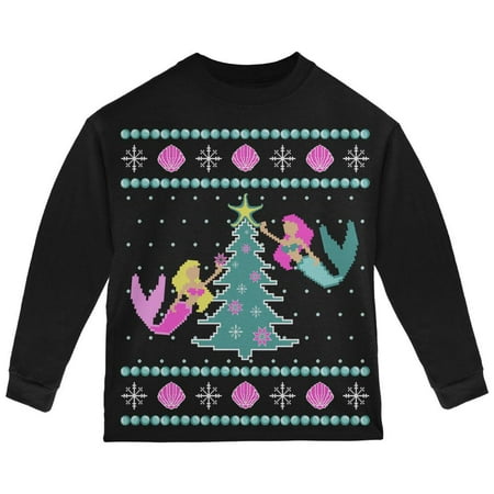 Mermaid Tree Ugly Christmas Sweater Toddler Long Sleeve T Shirt ...