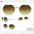 thumbnail image 2 of Bevel Octagonal Gangster Rimless Jaguar Head Hinge Showy Sunglasses Gold - Brown, 2 of 7