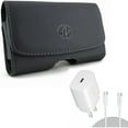 thumbnail image 1 of PD Type-C 25W Fast Home Charger w Leather Case Belt Clip for Samsung Galaxy A53 5G,A33 5G Phones - 10ft USB-C Cable Quick Power Adapter, Swivel Holster Loops Cover, 1 of 13