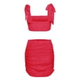 thumbnail image 2 of VISgogo, traje de falda para mujer, Color sólido, plisado, correa de doble cara, chaleco ajustado con tirantes + falda de cintura alta, conjunto sencillo de dos piezas VISgogo  moda, 2 of 5