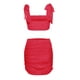 thumbnail image 2 of VISgogo, traje de falda para mujer, Color sólido, plisado, correa de doble cara, chaleco ajustado con tirantes + falda de cintura alta, conjunto sencillo de dos piezas VISgogo  moda, 2 of 5