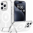 thumbnail image 1 of Funda con Soporte Magnético invisible, Delgada Translúcida Mate, para iPhone 15 Pro Max 6.7", Soporte Transparente, 1 of 7