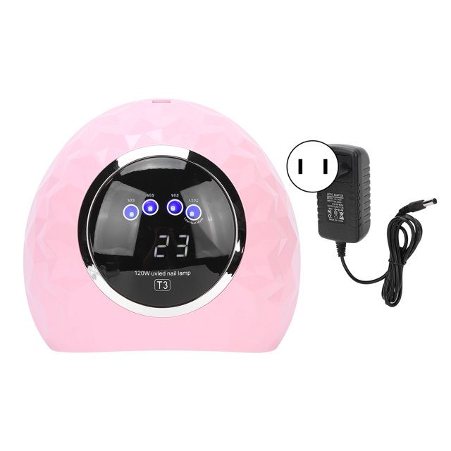 Lámpara secadora de gel para uñas con detección inteligente de 120 W, luz de curado para esmalte de uñas en gel, enchufe rosa de 100 ~ 240 V