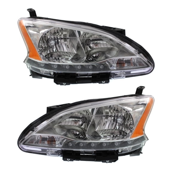 KarParts360 For Nissan Sentra 2013 2014 2015 Headlight Assembly Driver And Passenger Side | Pair | CAPA | Clear Lens | Composite Type | With Bulb | NI2502216, NI2502216C, NI2503216, NI2503216C
