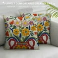 thumbnail image 3 of Shiartex Farmhouse Floral Blossom Tufted Throw Pillow Cover Spring Colorful Flower Vase Leaves Pillowcase Soft Square Cushion Case Yellow,Multi-Size, 3 of 5