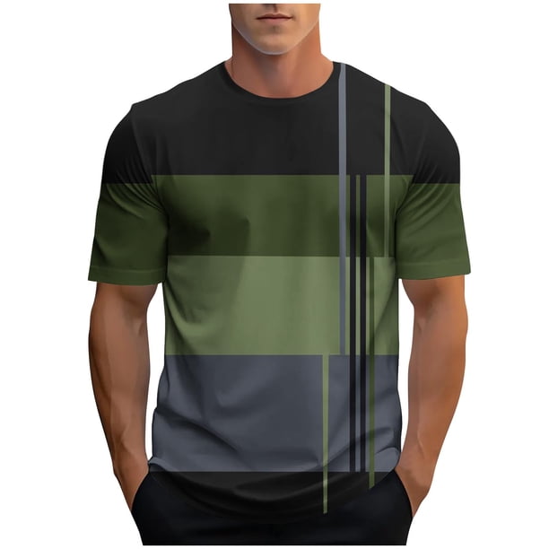 Camisetas de Manga Larga para Hombres, Camiseta Deportiva de Impresión Casual de Nueva Moda, Blusa de Cuello Redondo de Manga Corta
