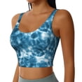 thumbnail image 2 of Balery Blue Tie Dye Sujetadores deportivos con espalda cruzada para mujer, acolchados, sin costuras, de alto impacto, ideales para yoga, gimnasio, entrenamiento y fitness.-Large, 2 of 8