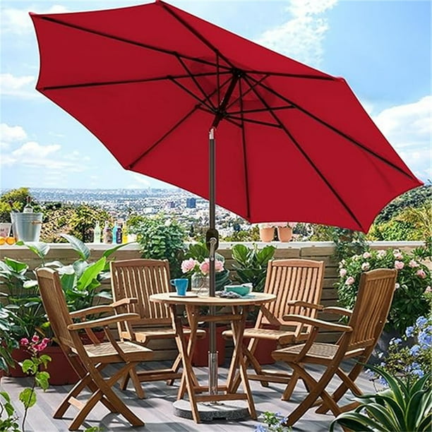 9ft Round Patio Umbrella with Tilt and Crank, 8 Sturdy Ribs