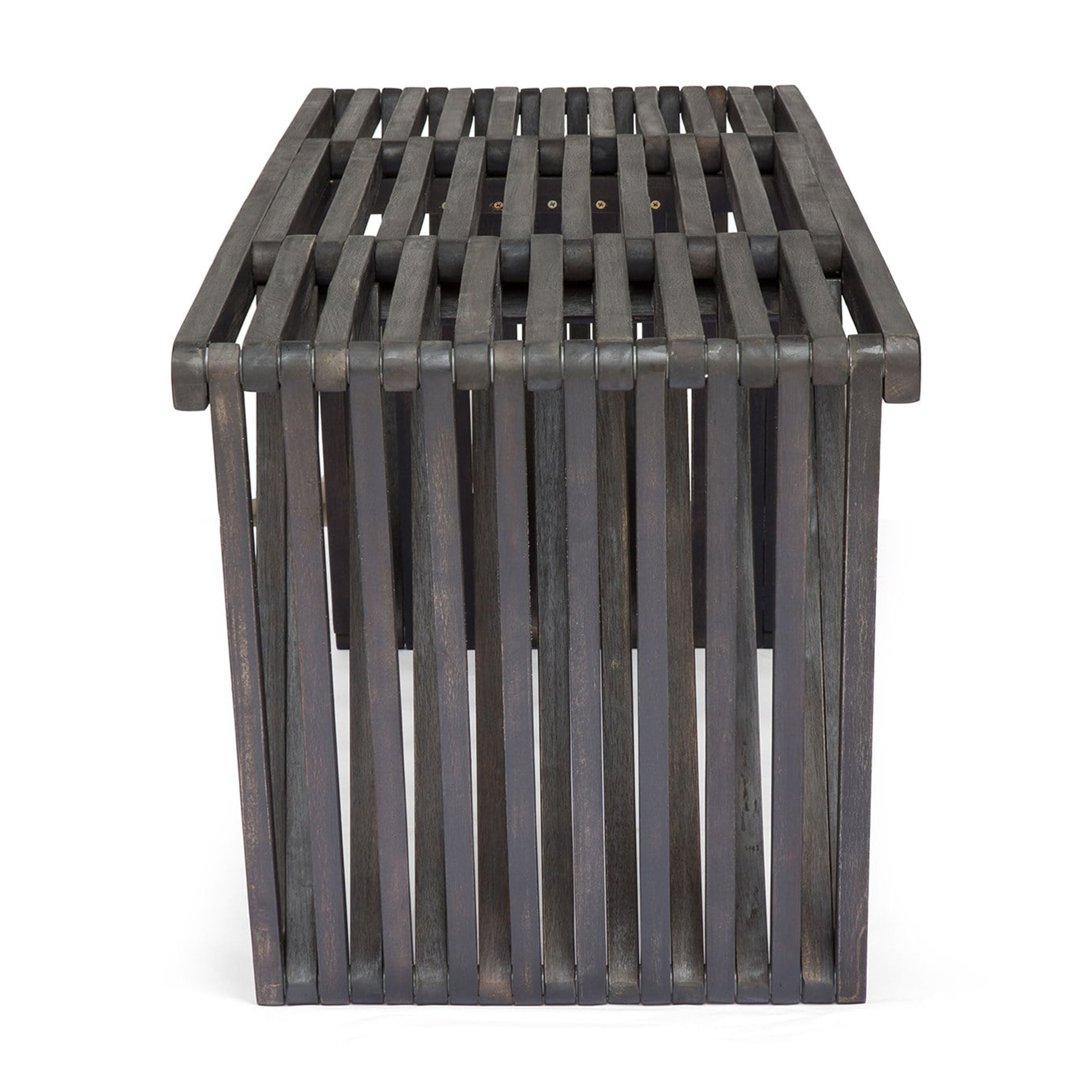 Outdoor Leisure Rest Bench, Solid Acacia Wood Outdoor Seat for Patio Garden, Dark Gray