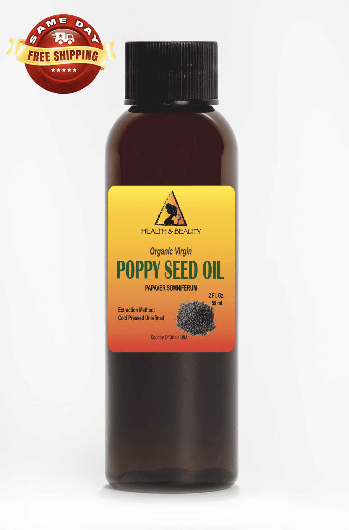 Poppy seed oil unrefined organic cold pressed 100% pure natural 2 oz