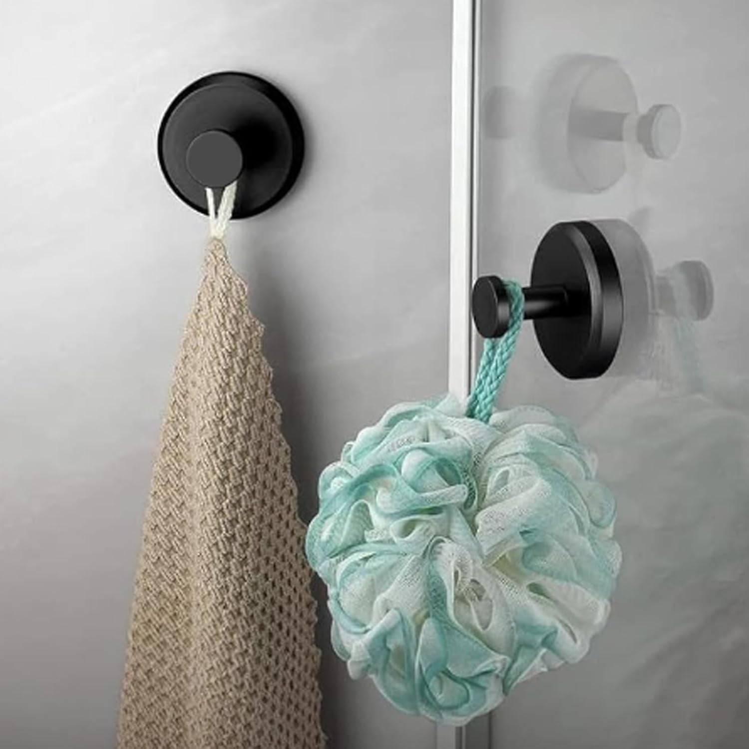 No Drill Hooks, 2024 New Stainless Steel Waterproof Suction Cup Hooks, No Drill Suction Cup Hooks for Shower, Bathroom, Hanging Towels, Mounting on Glass Shower Doors, Mirrors (1pc)