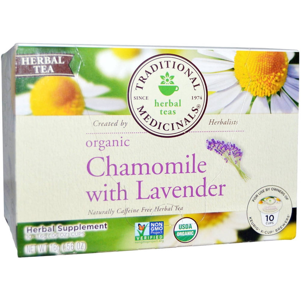 Traditional Medicinals Organic Chamomile with Lavender Herbal Supplement Tea, 0.56 oz, 10 count