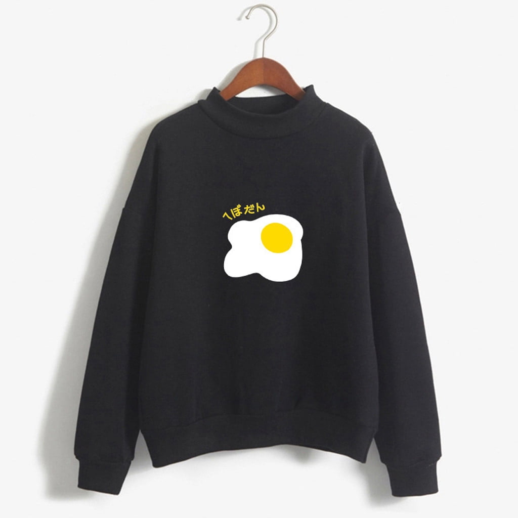 Women O-Neck Solid Color Poached Egg Pattern Long Sleeve Plus Velvet Sweatshirt 