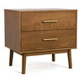 thumbnail image 3 of Furniture of America Erik Adult Mid-Century 2-Drawer Solid Wood Nightstand, Walnut, 3 of 12
