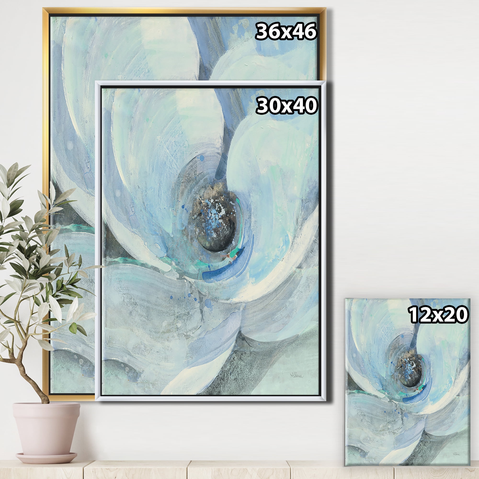 Designart ' Watercolor Moonlight Magnolia I ' Farmhouse Framed Canvas