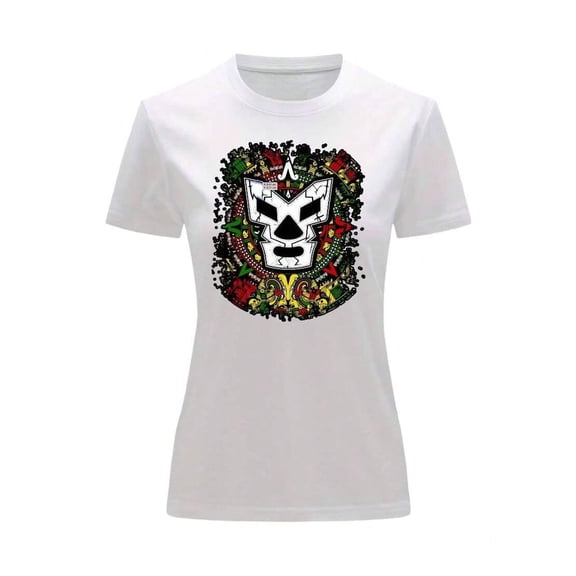 Playera Blusa Con Impresion De Luchador Fiestas Patrias Mexico Septiembre Color Blanco Talla Chica Marca Emil SaEs