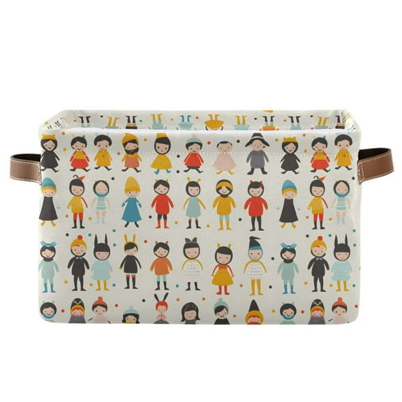 Cute Little Various Costumes People Storage Bins with Handle Fabric Organizer Basket Foldable Box 1 Pack 14.2x10.2x8.3