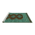 thumbnail image 2 of Ahgly Company Machine Washable Indoor Square Persian Turquoise Blue Traditional Area Rugs, 5' Square, 2 of 4