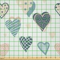 thumbnail image 2 of Ambesonne Valentine Fabric by the Yard Microfiber, Striped Dotted Hearts Art, 2 Yards, Pale Slate Blue and Blush, 2 of 2
