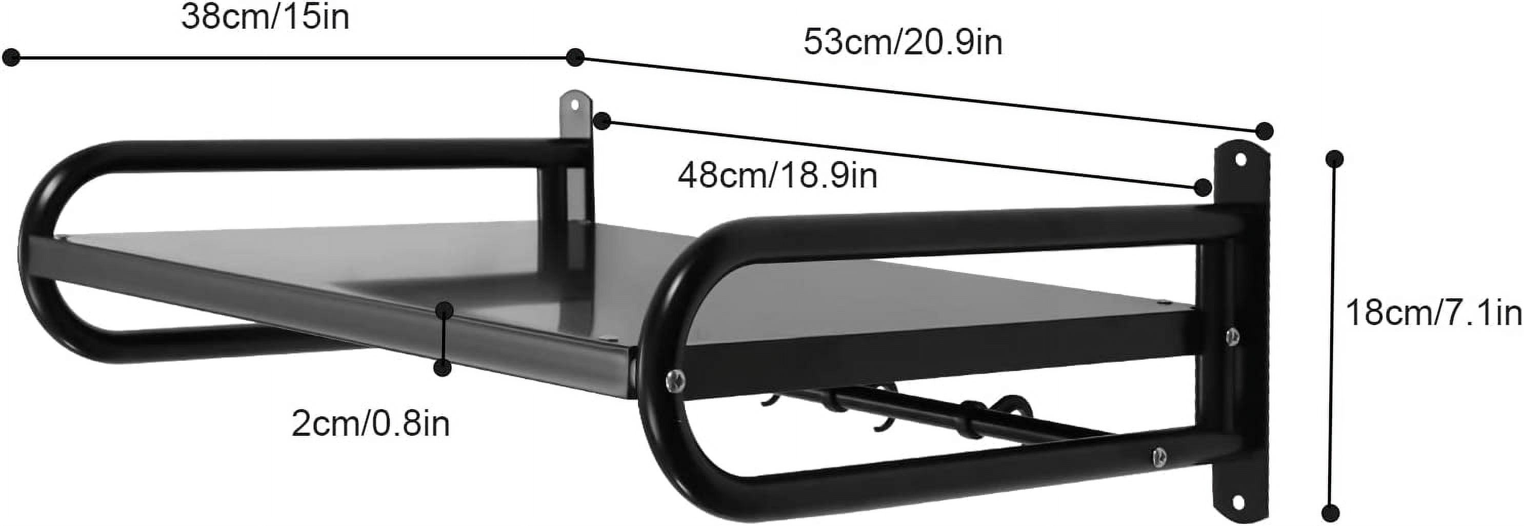 Stainless Steel Wall Shelf Metal Shelving 66lbs Wall Mount Microwave Oven Shelf with Backsplash and 2 Brackets for Restaurant,Kitchen Home Hotel Black
