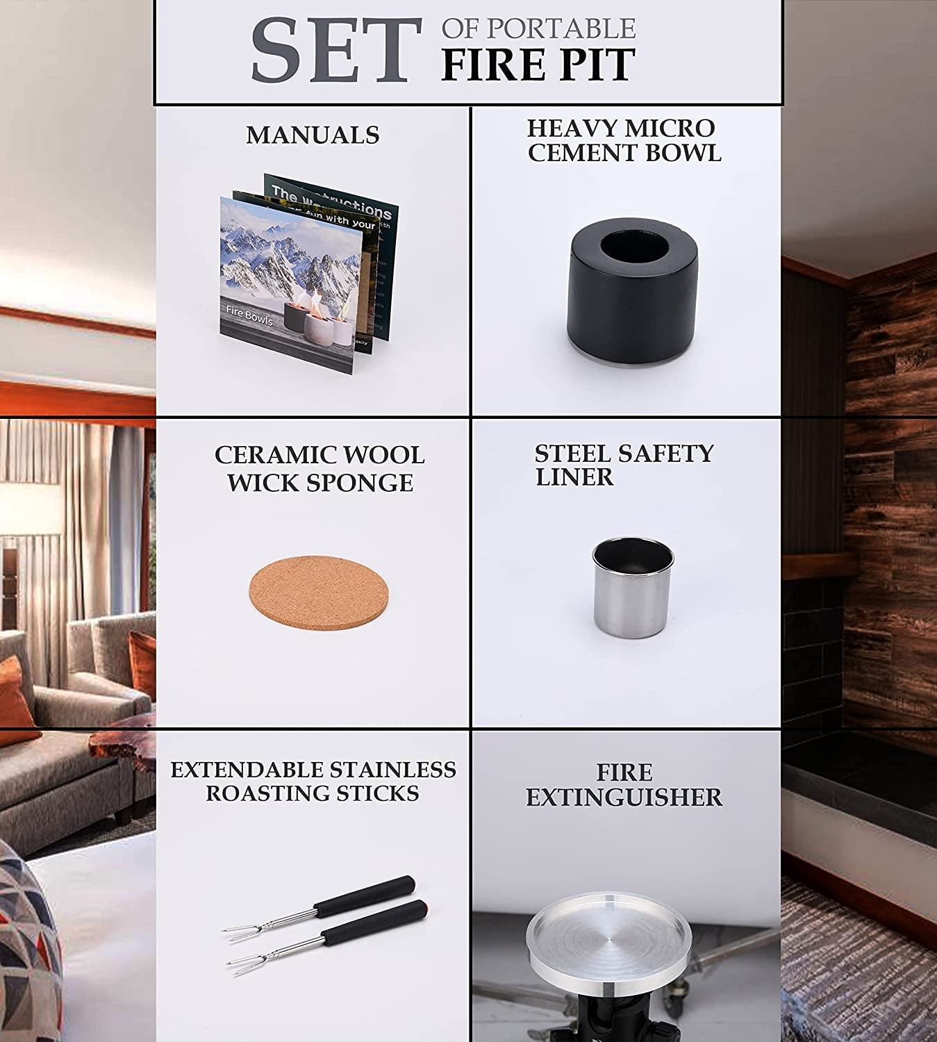 LDVINE Tabletop Fire Pit - Concrete Mini Tabletop Fire Pit – Portable Firepit for Indoor & Outdoor