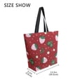 thumbnail image 4 of Open Top Canvas Tote Bag with Zipper Reusable Shopping Bag 13.5x15" Roomy Carryall Cute Pink Strawberry Pattern, 4 of 9