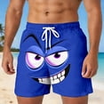 thumbnail image 2 of ibiyuan Mens Beach Shorts Funny Cartoon Face Print Stretch Beach Shorts Drawstring Waist Mens Bathing Suit Beach Swimwear, 2 of 5