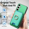 thumbnail image 6 of Classic Back Case for Samsung Galaxy A15, with Removable Magnetic Card Slots Support Car Magnetic Mount with Finger Ring Stand Business Thin Fit Phone Case for Galaxy A15, Green, 6 of 8