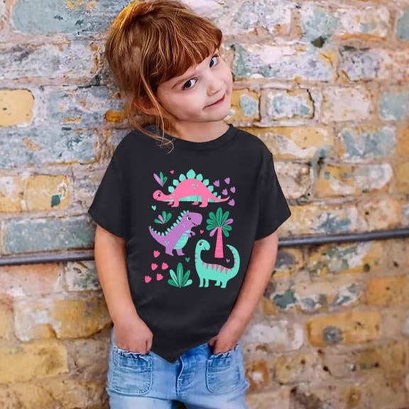 Toddler Kids Girls Boys T Shirts Short Sleeve Fashion Casual Print Crewneck Loose Shirts Top Summer Tops Tees 2-3 Years