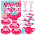 thumbnail image 3 of Deluxe Pink Tea Set For Kids With Tea Pots, Cups, Dishes And Kitchen Utensils (18 pcs), 3 of 3