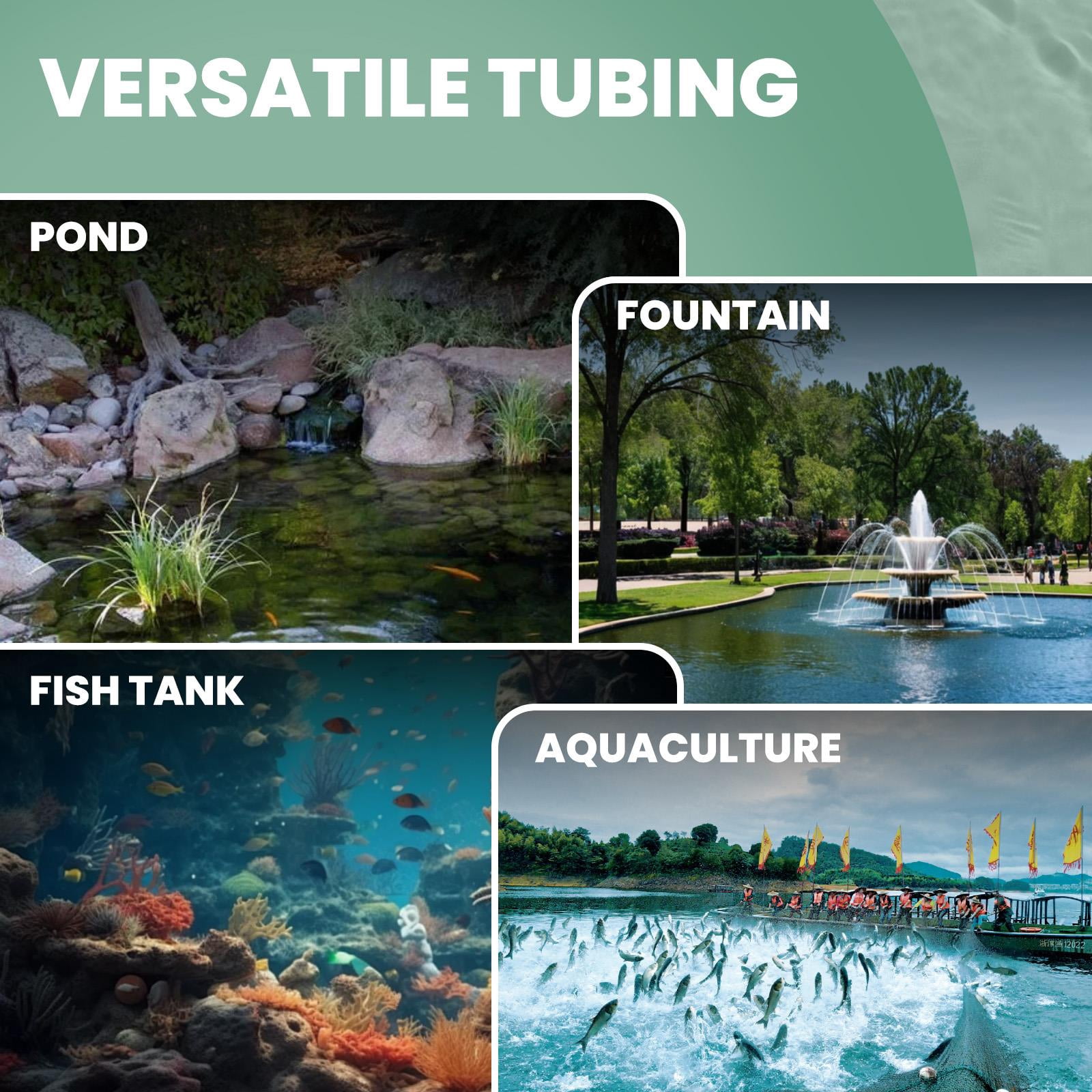 328 FT Self Sinking Pond Air Hose, Weighted PVC Tubing 3/8" ID, 45 lbs, -120°F to 175°F, with Brass Fittings for Aeration