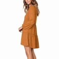 thumbnail image 4 of Womens Tunic Dress Long Sleeve V Neck Casual Loose Flowy Swing Shift Dresses Yellow XL, 4 of 9