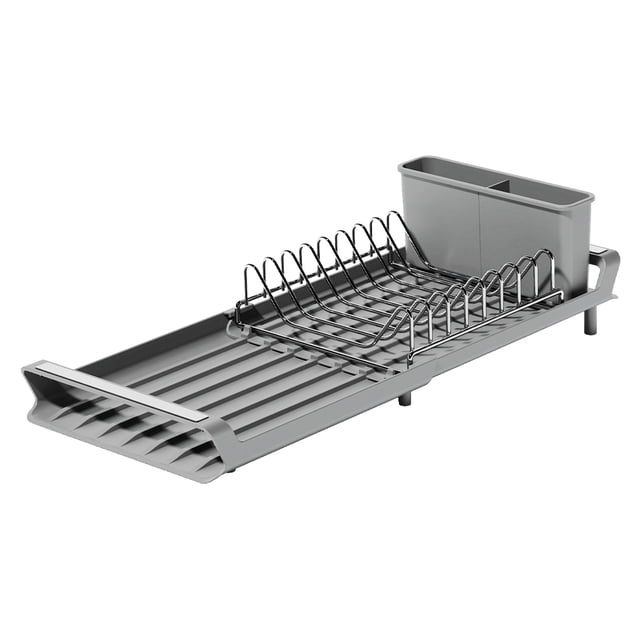 Advancent Rejilla de drenaje extensible multifuncional para fregadero de cocina, de secado de platos, tres secciones Cocina y Comedor Gris
