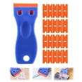 thumbnail image 1 of 1 Pack Plastic Razors Blades Scraper with 20 Replacement Blades, Non-Scratch Safety Tool for Removing Stickers, Decals, Adhesive Residue, Vinyl, Labels from Glass, Cars, and 3D Printer Beds, 1 of 8