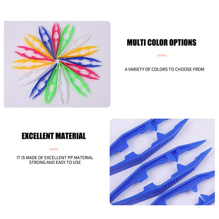 Three-Color Plastic Fuse Beads Tweezers Handmake Beads Crafts, Manual DIY  Creative Craft Game Tool for Kids(1 Pack of 6 Tweezers,White,Green,Blue)